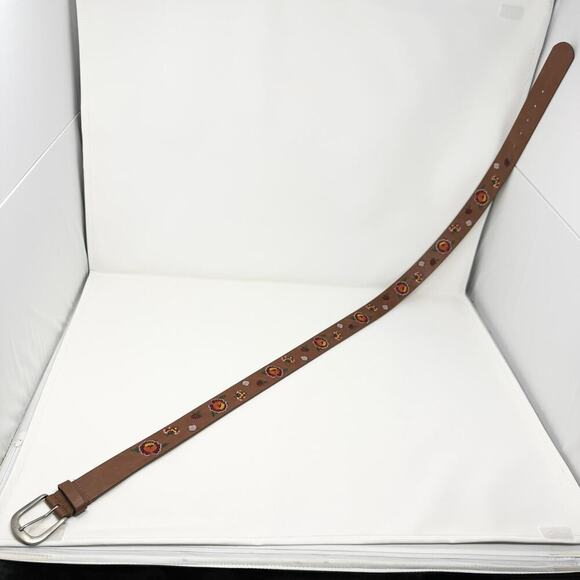 Time and Tru Brown Floral Embroidered Vegan Leather Belt Boho Women's Plus Sz 2X - Picture 9 of 12